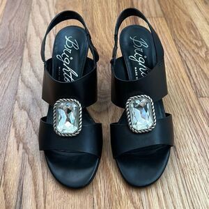 Brighton Ritzy Rhinestone Leather Heels Shoes Women’s Size 7.5M